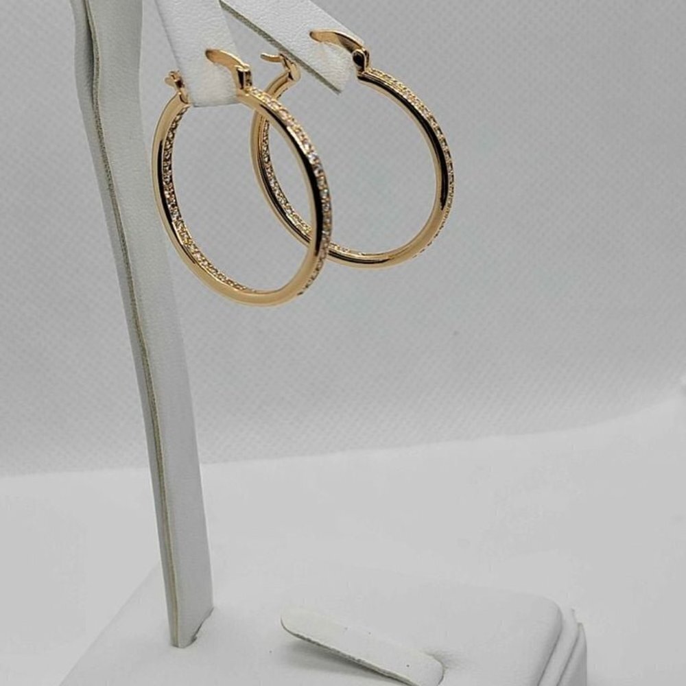 Elegant Cubic Zirconia Earrings – 18K Brazilian Gold Filled, New Arrival - Picture 3 of 4